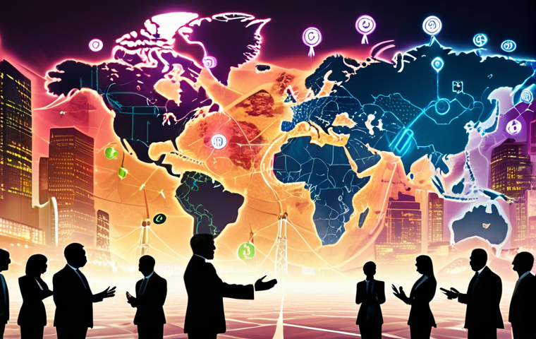 **Image Prompt:** A world map highlighting supply chains connecting factories, shipping ports, and major cities. Overlay currency symbols fading in and out, with a diverse group of business people shaking hands in the foreground, all bathed in a vibrant, digital glow. This symbolizes global partnerships and financial transactions.