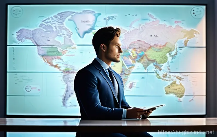 글로벌 비즈니스 전문가 이직 전략 - **Prompt 1: Aspiration and Self-Discovery for a Global Career**
    "A vibrant, high-definition imag...