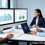 글로벌 비즈니스 업무 보고서 작성법 - A professional office setting with a diverse global business team of Indian Hindi-speaking professio...
