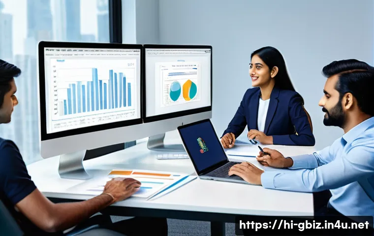 글로벌 비즈니스 업무 보고서 작성법 - A professional office setting with a diverse global business team of Indian Hindi-speaking professio...